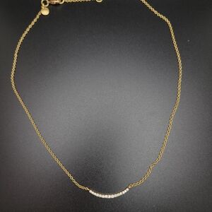 J.Crew Dainty Gold Tone Pave Curved Bar CZ Necklace